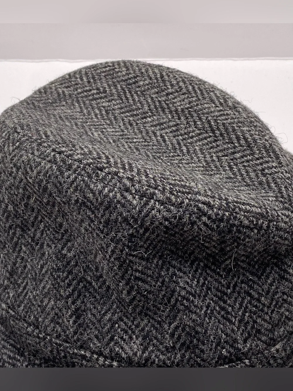 Christys’ London Harris Tweed Wool Fedora Hat Gray Herringbone Size L